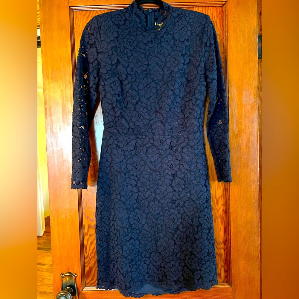 Navy Lace open back dress sz 10 although fits like a sz 6